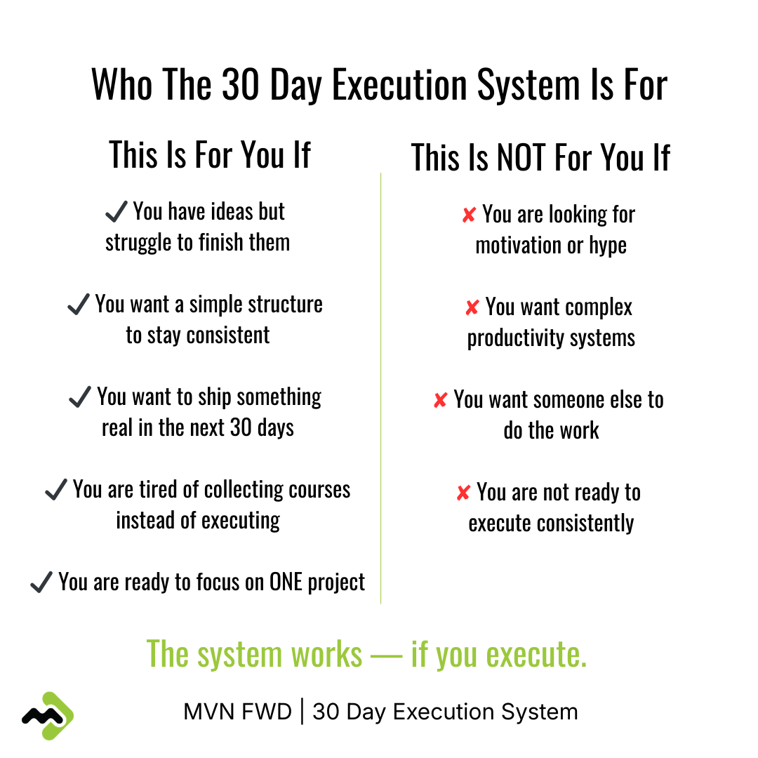 MVN FWD - 30 DAY EXECUTION SYSTEM